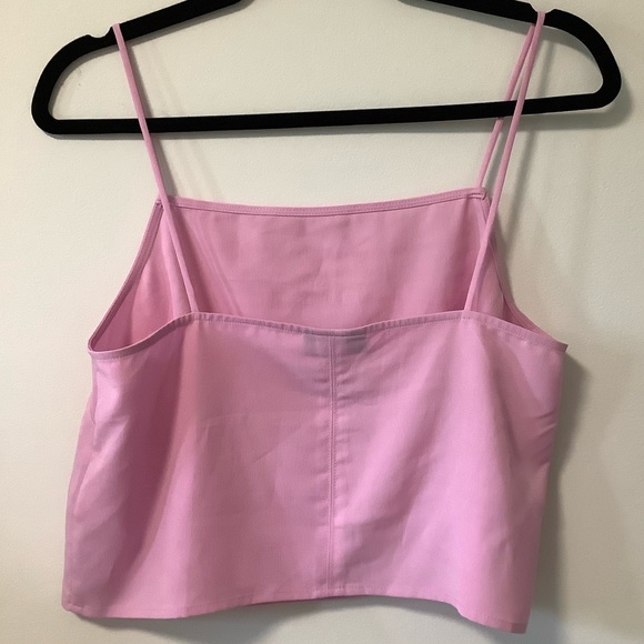 TOPSHOP Bubble Gum Pink Cropped Top - Size:6 - Picture 2 of 8